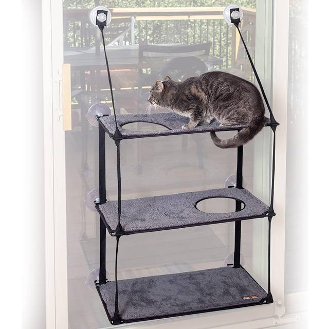 K&H Pet Products EZ Mount Window Kitty Sill Triple Stack Gray 12 X 23 Inches