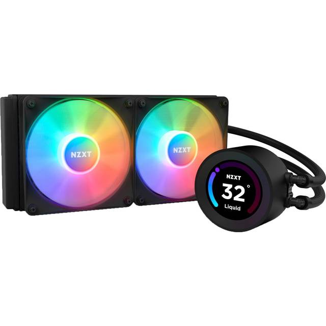 NZXT Kraken Elite 240 RGB - RL-KR24E-B1-240 mm AIO CPU-vätskekylare - Anpassningsbar 2,36” LCD-skärm för GIF, bilder, prestandamätvärden - 2 x F120 RGB kärnfläktar - Svart