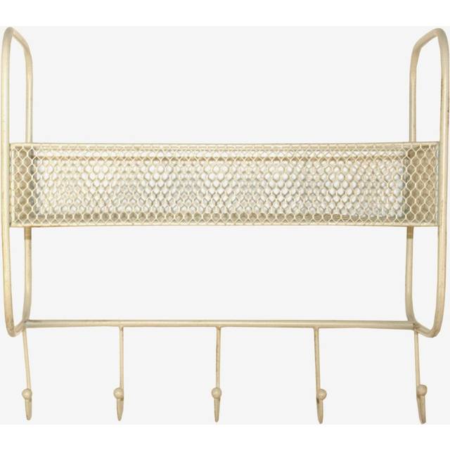 Mesh Wall Shelf With 5 Hooks Cream