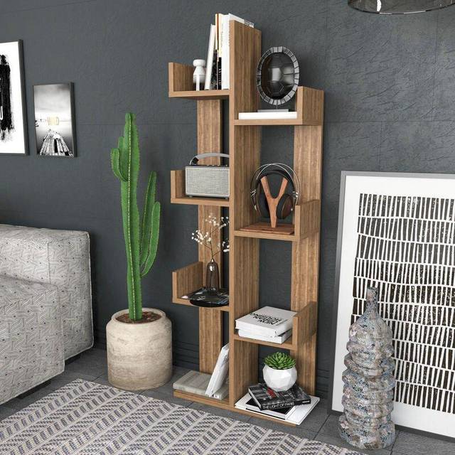 Decorotika Lui 137 Cm Tall Modern Accent Ladder Style Bookcase Bookshelf Plant Stand - Walnut, Brown