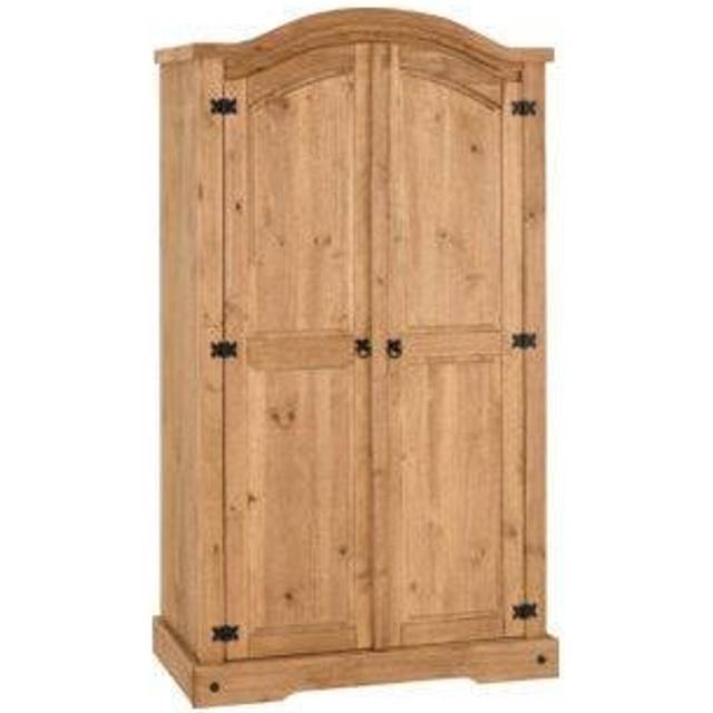 Seconique Corona 2 Door Wardrobe - Distressed Waxed Pine, Brown