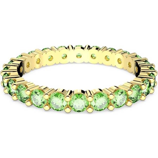 Matrix ring, Round cut, Green, Gold-tone plated - 55