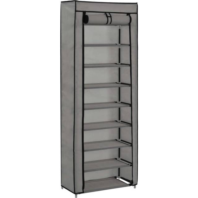 vidaXL Shoe Cabinet with Cover Grey 57x29x162 cm Fabric