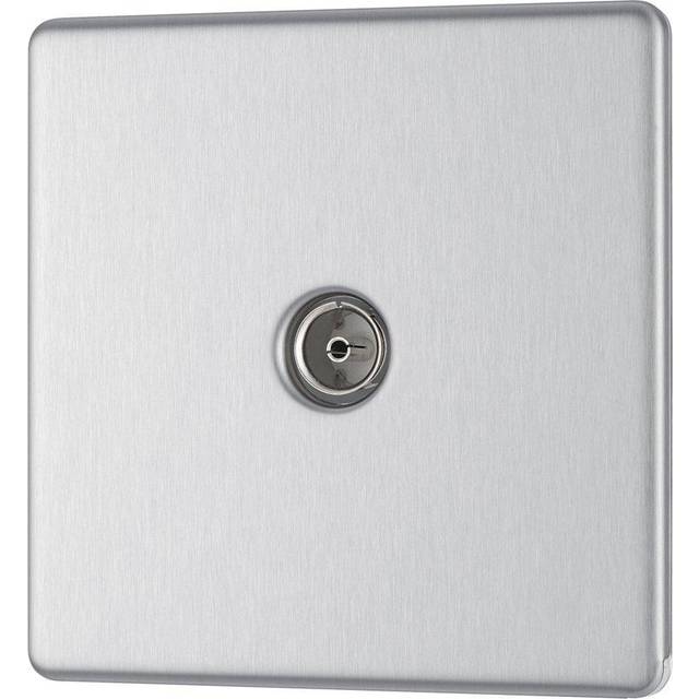 BG Screwless Flatplate Brushed Steel Single Socket For Tv Or Fm Co-Axial Aerial Connection - FBS60