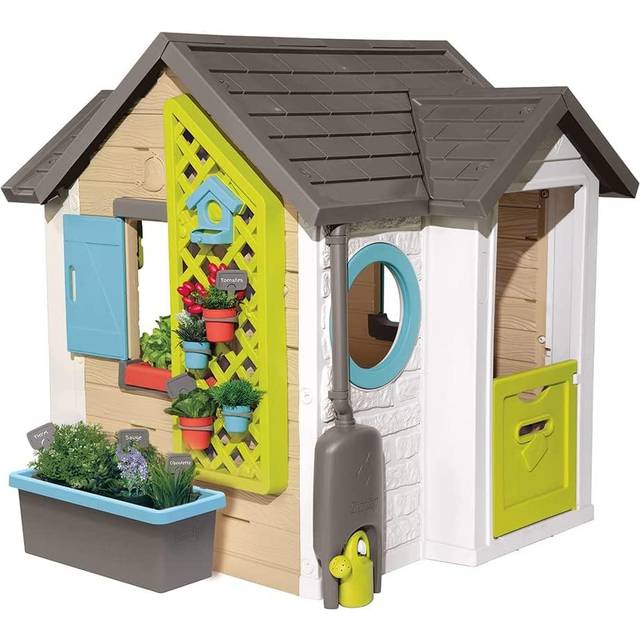 Smoby - Gartenhaus - Spielhaus für drinnen und draußen, mit kleiner Eingangstür und Fenstern, viel Zubehör zum Gärtnern, für Jungen und Mädchen ab 2 Jahren