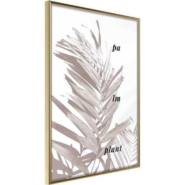 Inramad Poster / Tavla - Beige Palm - 20x30 Guld ram