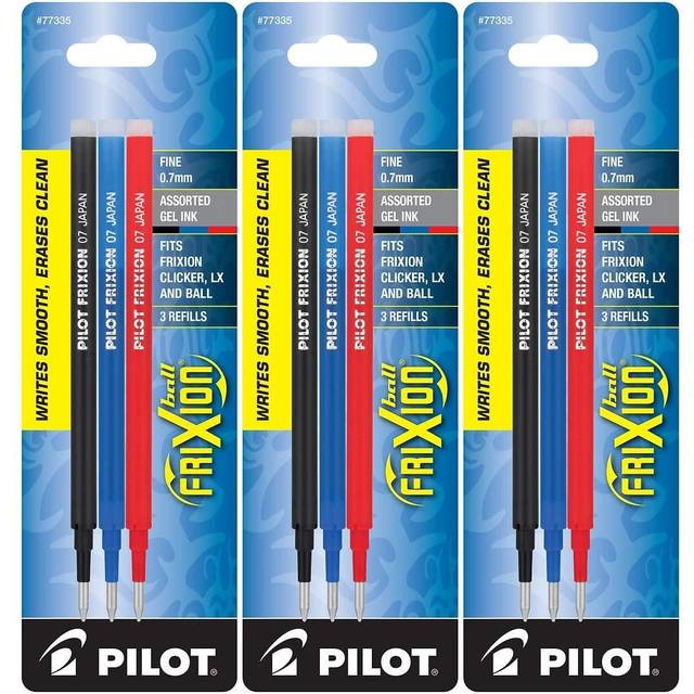 Pilot Gel Ink Refills for FriXion Erasable Gel Ink Pen  Fine Point  Assorted Ink  Pack of 9 (77335)