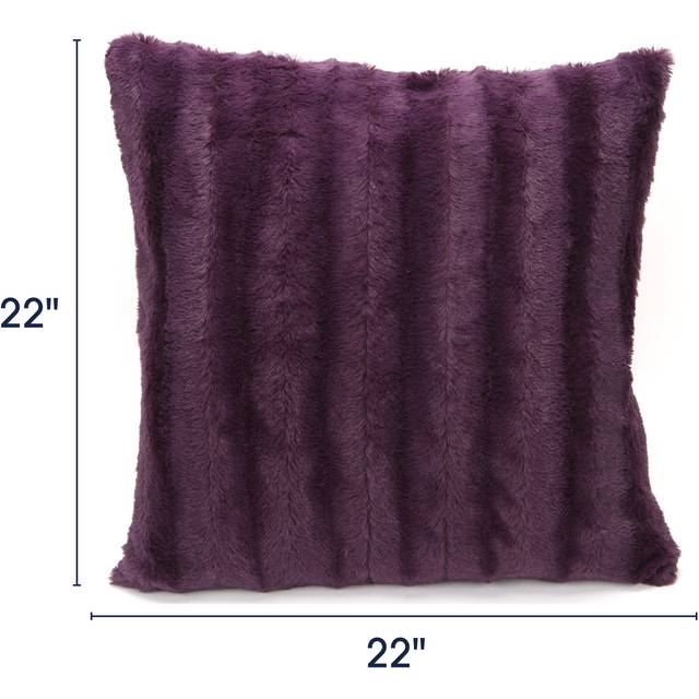 Cheer Collection Faux Fur Throw Pillows - Decorative Pillows for Couch  Bed Throw Pillows  Purple Accent Pillows for Bedroom or Living Room