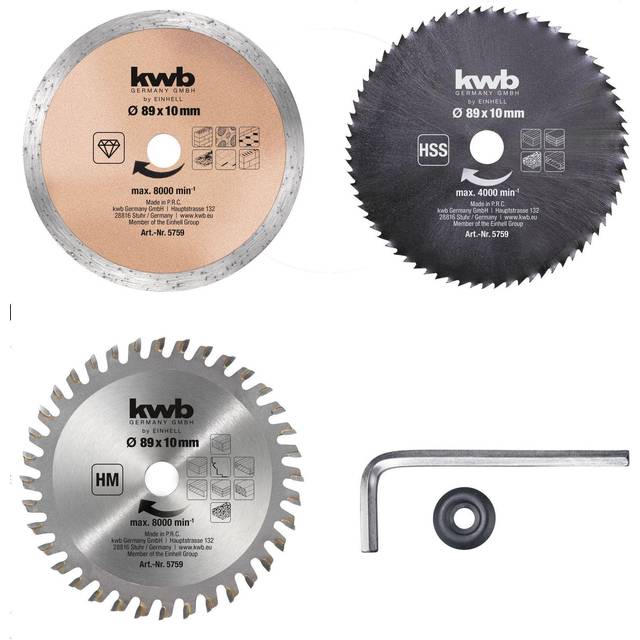 Einhell 3 Piece Mini Circular Saw Blade Set 89mm