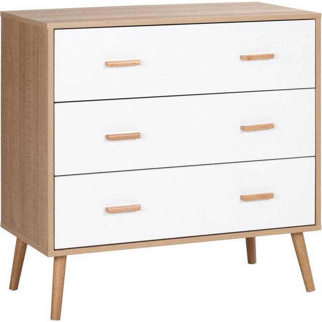 Bedroom Chest of Drawers with 3 Drawer Storage Organizer Cabinet - White - One Size