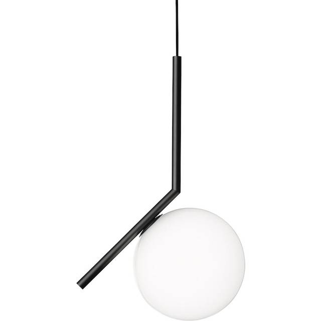 Flos - IC S1 Suspension lamp - schwarz/gebürstet/H 47cm/Ø 20cm - black (48.2 x 24.0 x 20.0 x &#8960;20.0cm)