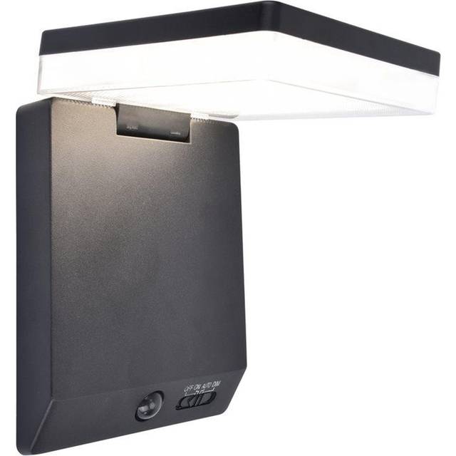 LUTEC MOZE udendørs LED væglampe med solceller og sensor, H15 cm, IP44, sort
