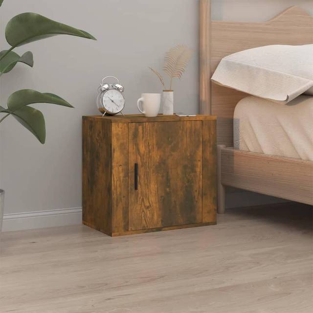vidaXL Wall-mounted Bedside Cabinet Smoked Oak 50x30x47 cm - Brown