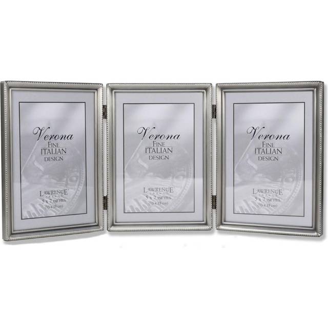 Lawrence Frames Bead Border Design  5x7 Triple  Pewter