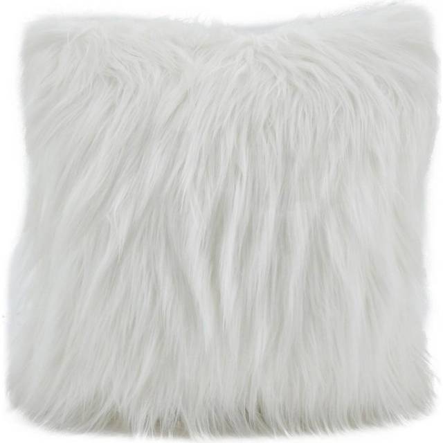Saro Lifestyle 802.I18S 18 in. Square Faux Fur Long Hair Poly Filled Throw Pillow, Ivory