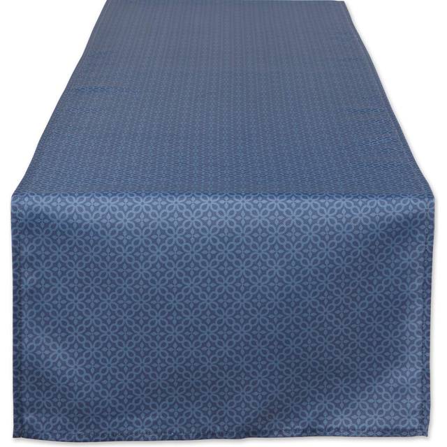 DII French Blue Tonal Lattice Print Outdoor Table Runner