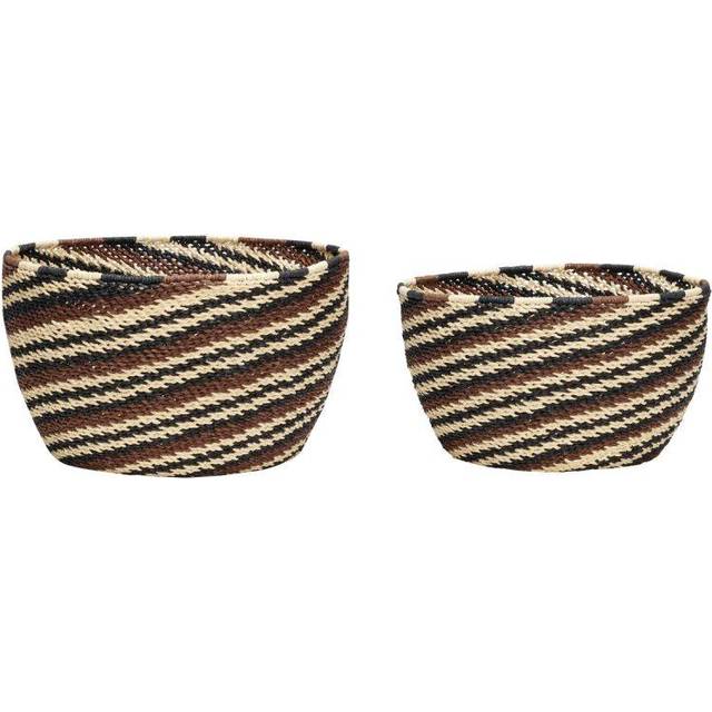 Hübsch Basket round 2-pack Black-brown-nature