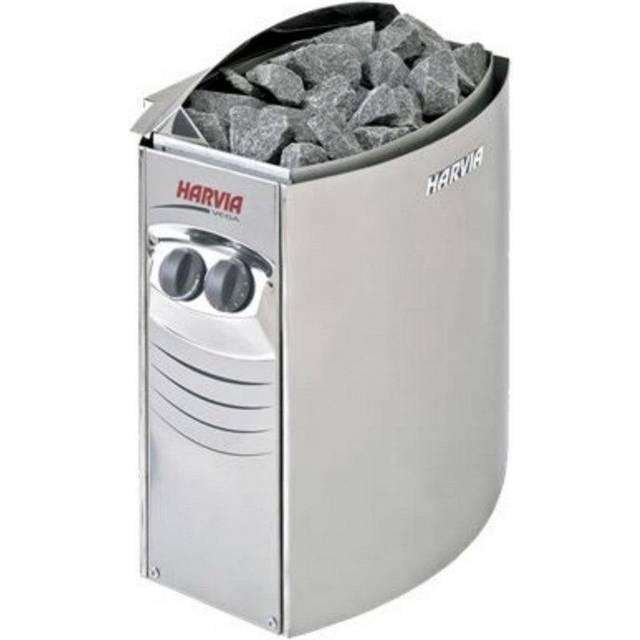 Harvia SN-HARVIA-PO35 Elektroherd für Sauna Vega Kollektion Compact 3,5 kW mit Unterputz Control BC35 2 4,5 m³ L 28 x 29,5 x H 50,5 cm, Silber, 3.5