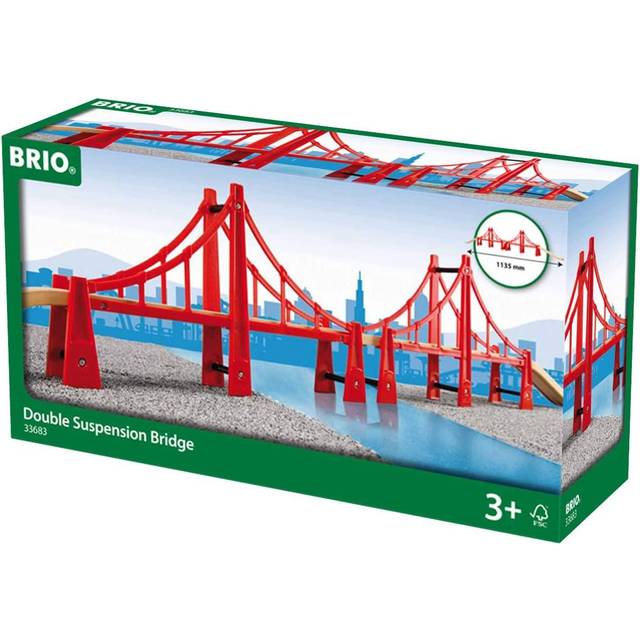 BRIO 33683 Hängbro | Double Suspension Bridge 5 delar. Leksakstågstillbehör och skenor i trä. För barn från 3 år. För tågälskare.