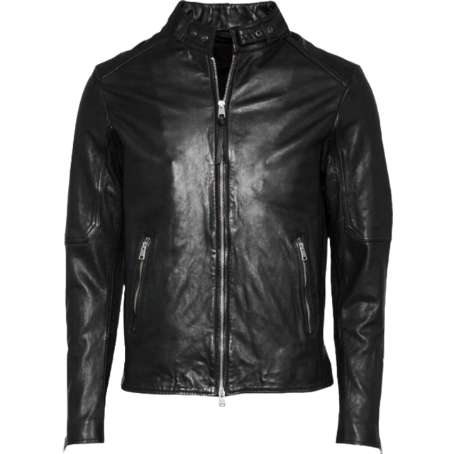 Allsaints Mens Jetblack Cora Leather Bomber Jacket Xs