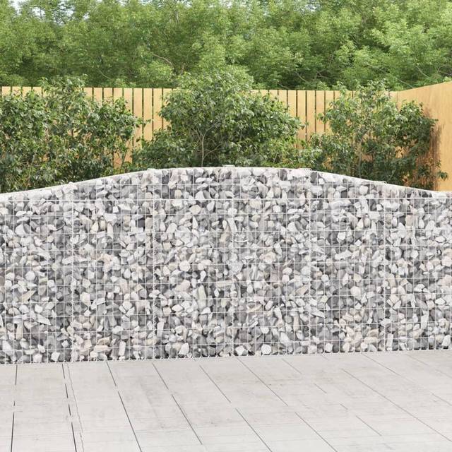 vidaXL Arched Gabion Baskets 6 pcs 400x30x100/120 cm Galvanised Iron - Silver