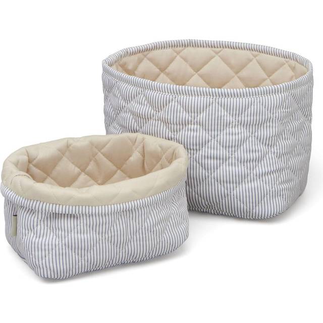 Cam Cam Copenhagen Quiltade Förvaringskorgar - 2 st. - OCS - Classic Stripes Blue/Praline