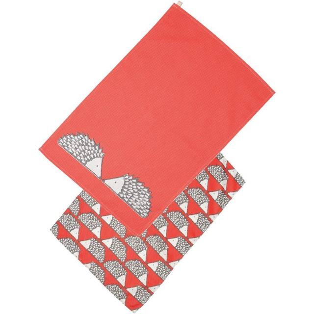 Spike The Hedgehog Set Of 2 Red Tea Towels By Scion Living