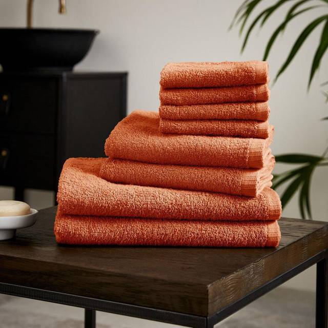 Catherine Lansfield Snabbtorkande bomull 8 delar handduksset orange