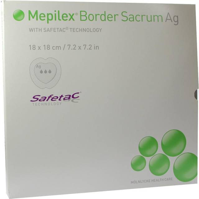 Skumförband silver silikon Mepilex B Ag - 18x18cm Sakrum Border - 5 st