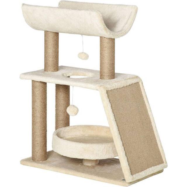 PawHut Cat Tree Kitten Tower w/ Scratching Post - Pad - Bed - Perch - Ball - Brown | TJ Hughes