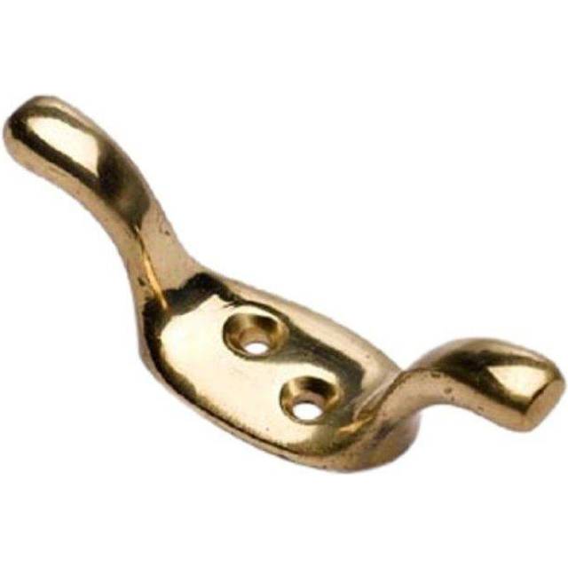 Cleat Hook 80mm Metal Polished Brass Window Roman Blind Curtain Tie Back Wall