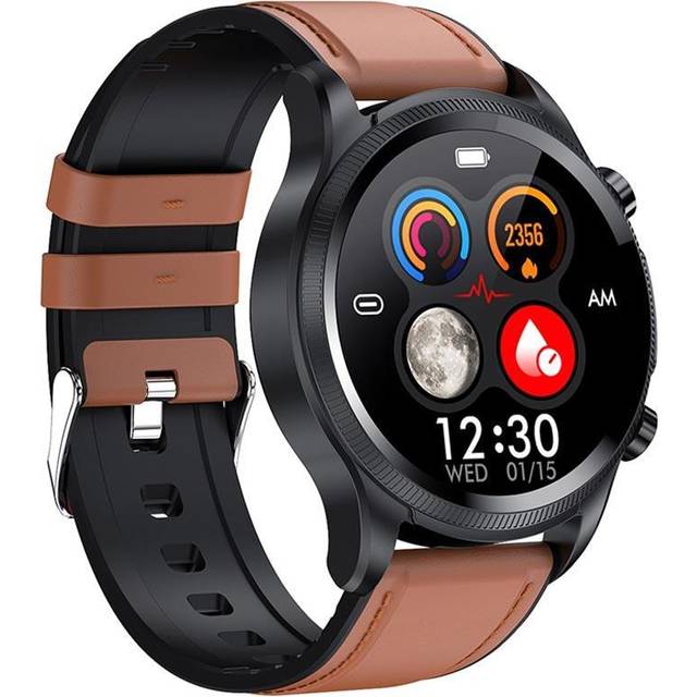 Vattentät Sports Smartwatch med EKG E400 - Elegant Rem - Brun