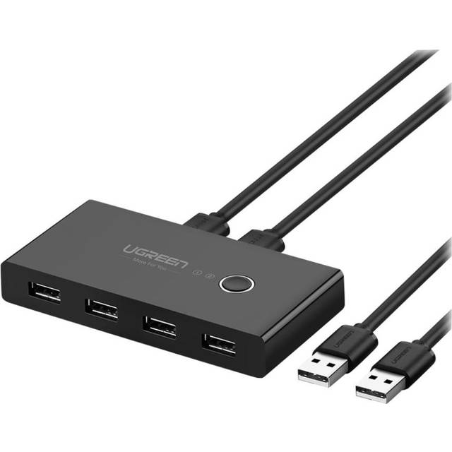 UGREEN Switch box 2x USB-A till 4x USB-A 2.0 - Svart