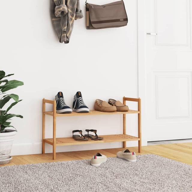 vidaXL Shoe Rack 69x27x41 cm Solid Wood Walnut - Brown