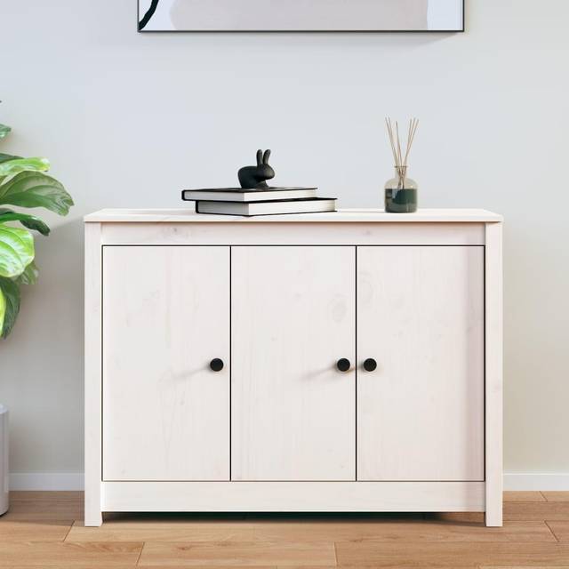 Sideboard White 100x35x74 cm Solid Wood Pine vidaXL