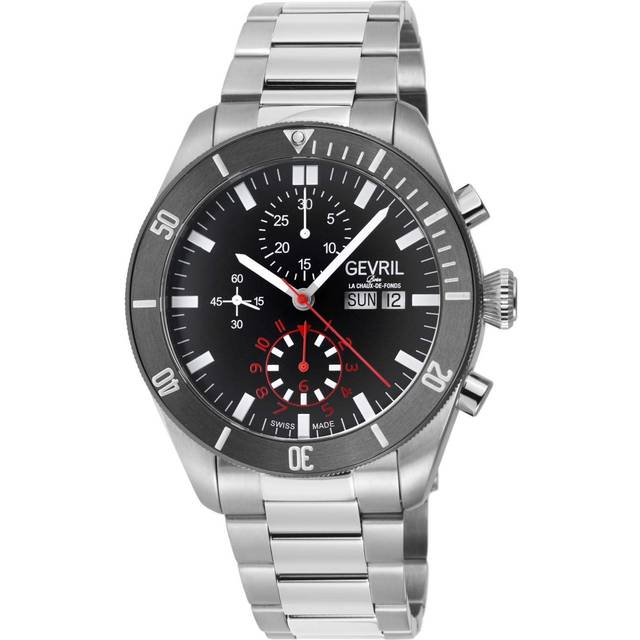 Gevril Mens Yorkville Chronograph 48624B Swiss Automatic ETA 7750 Watch - Silver - One Size