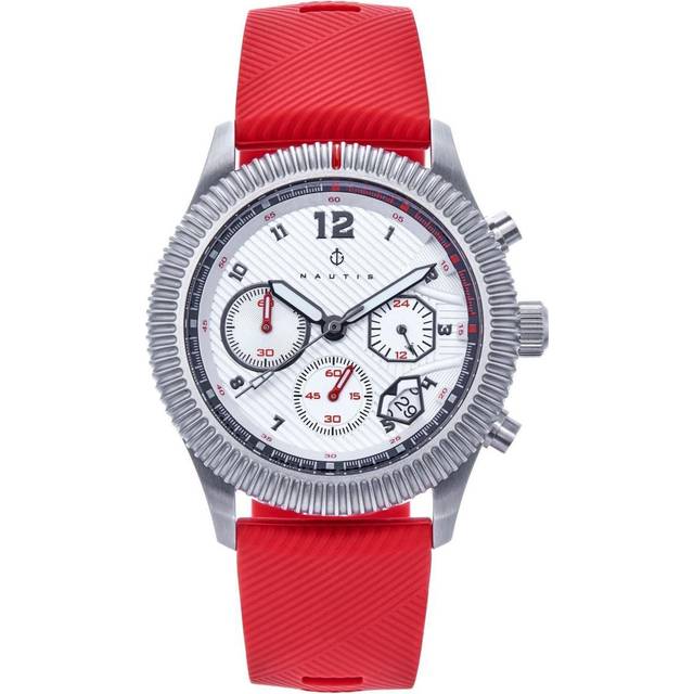 Nautis Mens Meridian Chronograph Strap Watch w/Date - Red Stainless Steel - One Size
