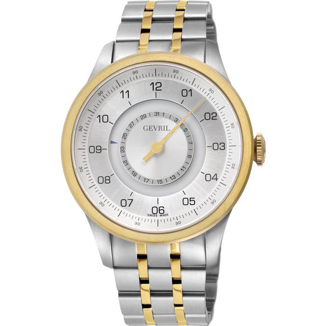 Gevril Mens Jones St. 2106 Swiss Automatic Sellita SW200 Watch - Silver & Gold Stainless Steel - One Size