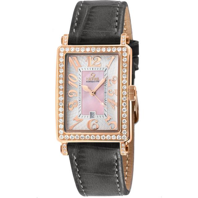 Womens Ave of Americas Mini Rose Stainless Steel DIamond Case,Pink MOP Dial Swiss Quartz Watch - Grey - One Size