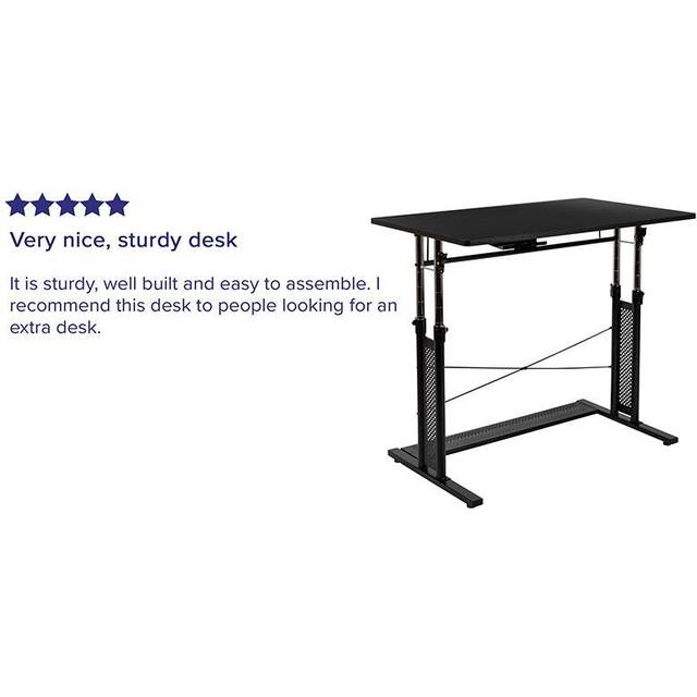 Flash Furniture Höjdjusterbar sitta för att stå hemmakontorets skrivbord, metall, svart, 99 cm B x 60 cm D x 70 cm H