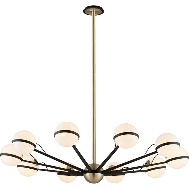 Ace 10 Light Chandelier Textured Bronze Brushed Brass, Glass