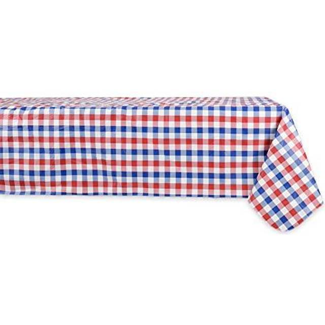 JM Red  White and Blue Check Vinyl Tablecloth 60x84