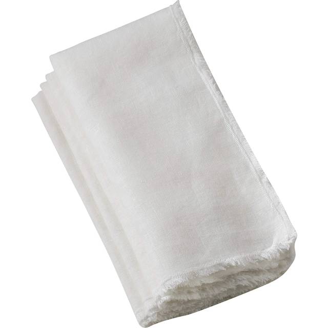 Saro Lifestyle 13009.I20S 20 in. Square Fringed Design Linen Napkins - Ivory, Set of 4