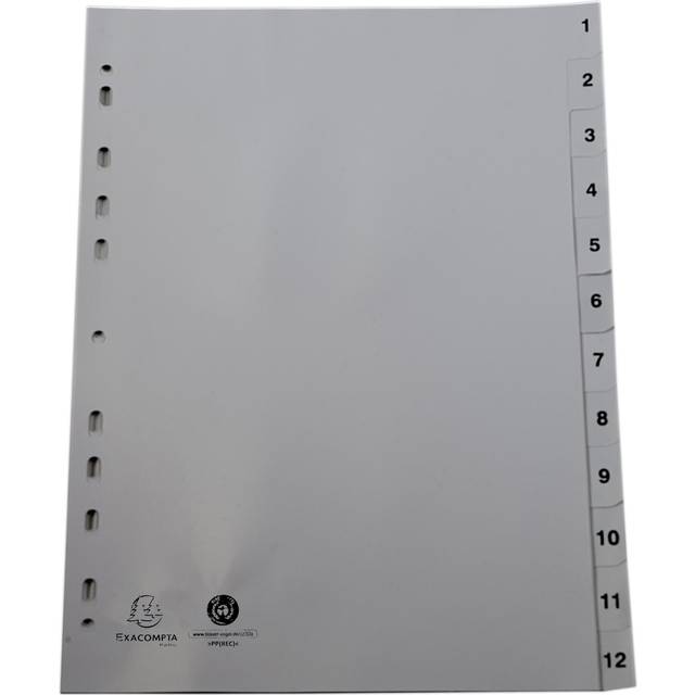 Exacompta Dividers 1 to 12 Grey A4