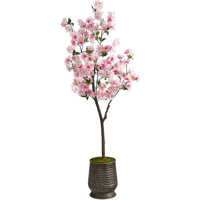 5.5 Cherry Blossom Artificial Tree in Ribbed Metal Planter