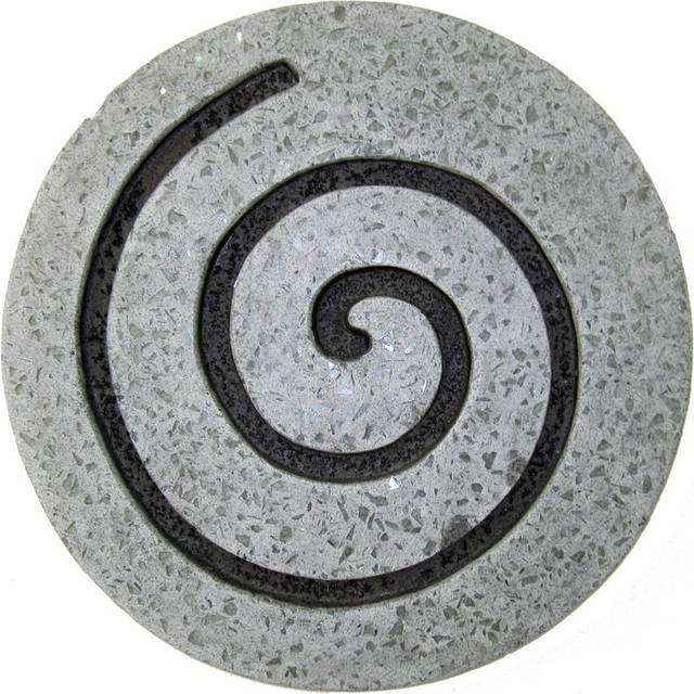 Sandstone fine polished round wall decor w/glass pieces  circle design..14 x 2