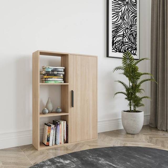Decorotika Patrick Standard Bookcase Bookshelf Shelving Unit Display Unit With Cabinet - Oak, Brown