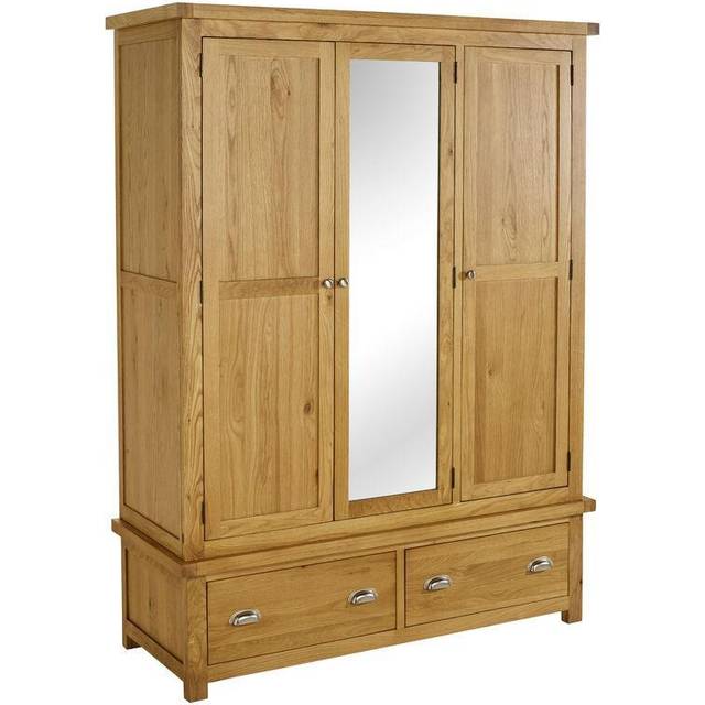 Woburn Oak 3 Door 2 Drawer Wardrobe