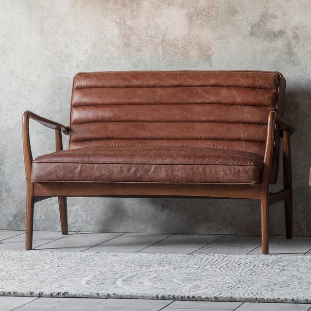 Datsun Leather 2 Seater Sofa - Brown