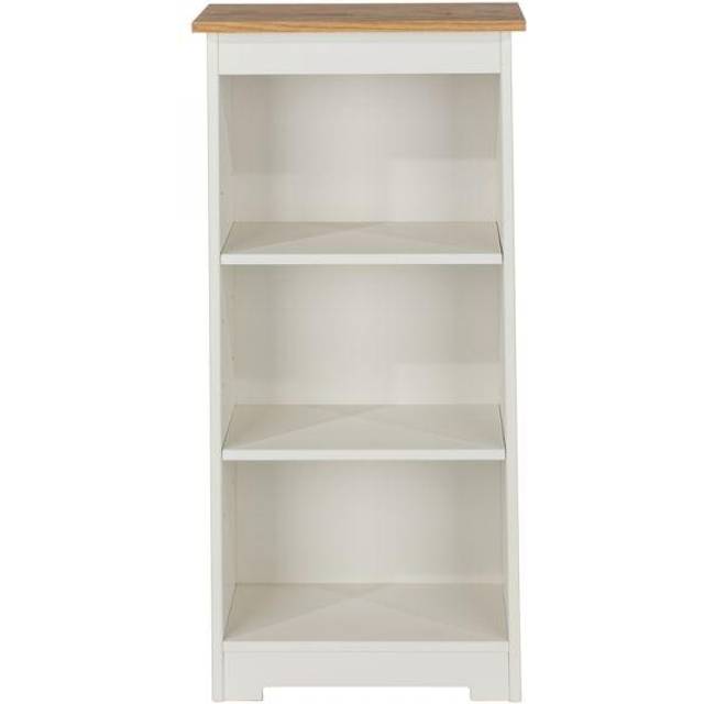 Core Products Colorado 3 Shelf Oak and White Low Narrow Bookcase